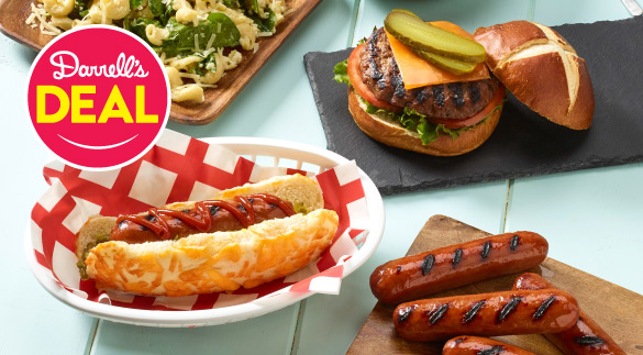 western family sirloin burger and schneider smokies and hotdog